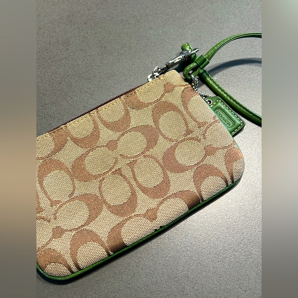 Coach Wristlet with Green Lining